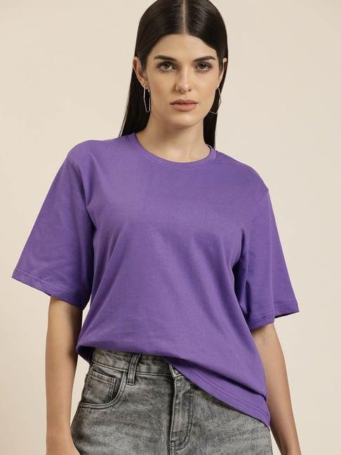 difference of opinion purple cotton oversize t-shirt