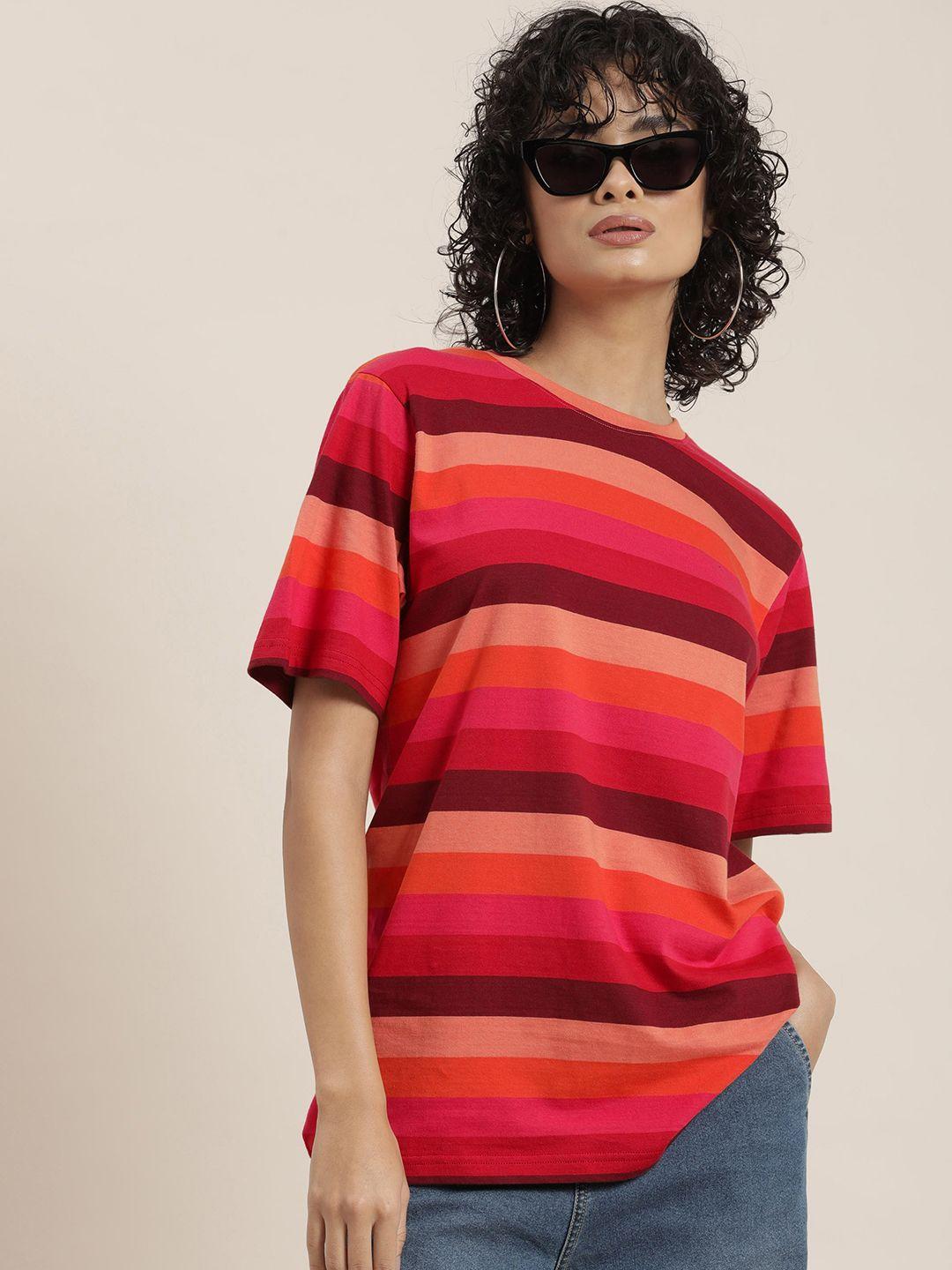 difference of opinion striped oversized pure cotton t-shirt