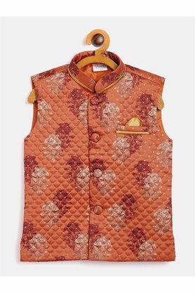 digital print sleeveless boys jacket - orange