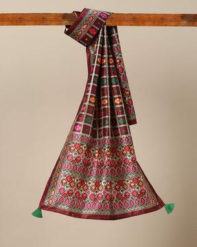 digital  patola print  bamboo silk stole