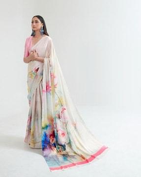 digital abstract printed saree with blouse piece