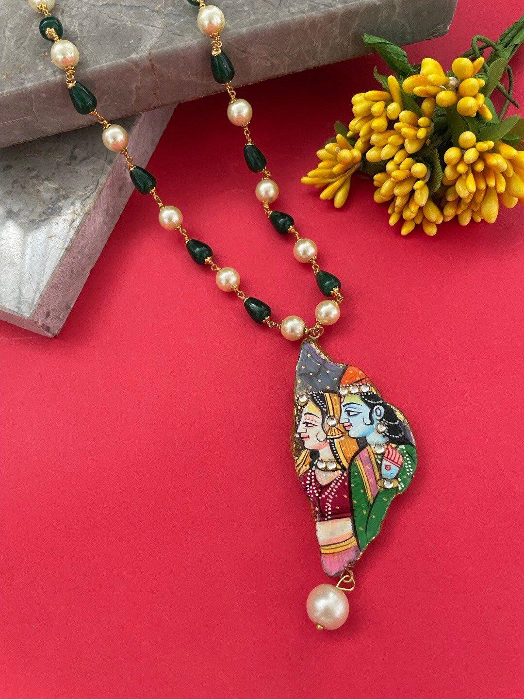 digital dress room gold-plated radha-krishna necklace