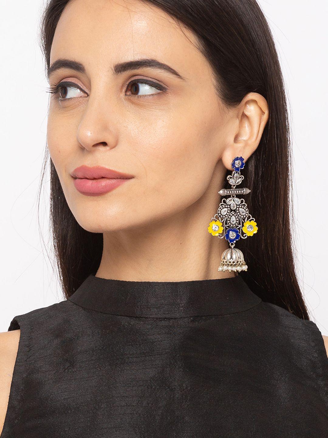 digital dress room yellow contemporary jhumkas earrings