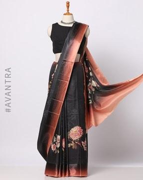 digital floral print dola silk saree