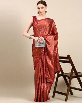 digital print floral pattern satin saree printed saree