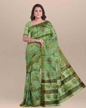 digital print jute cotton saree