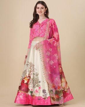 digital print lehenga choli set with dupatta