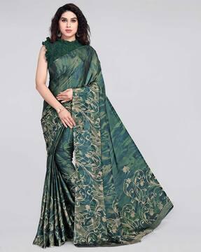 digital print saree with floral print border