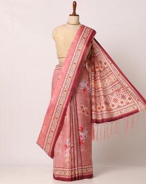 digital print saree with jaal pallu