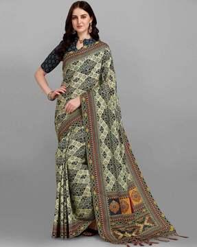 digital print silk saree with blouse