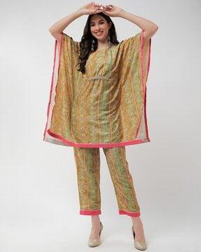 digital printed kaftan kurta & pants set