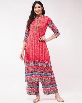 digital printed straight kurta & palazzos set