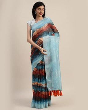 digital printed tie & dye saree with unstitched blouse piece