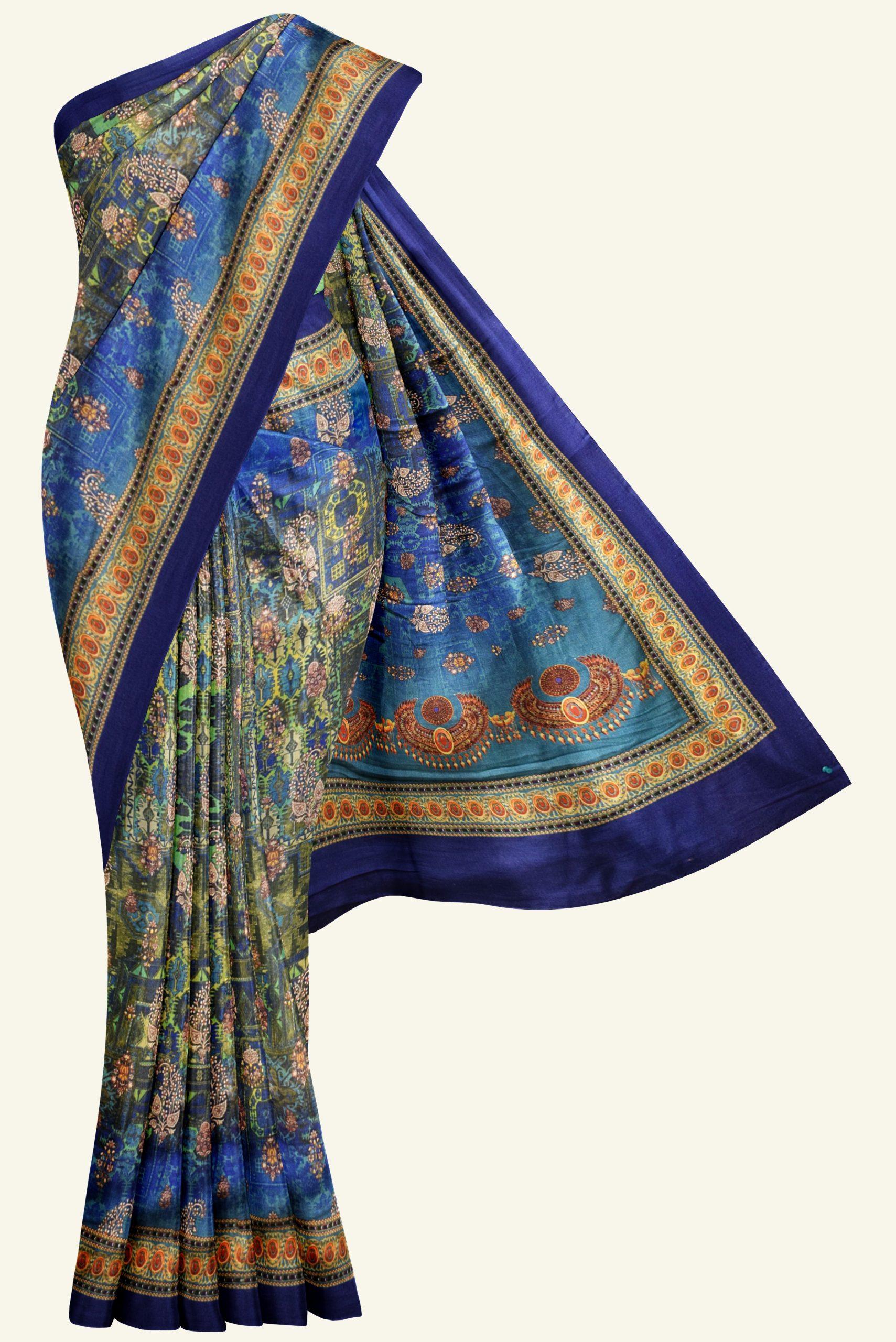 digital tussar printed silk saree