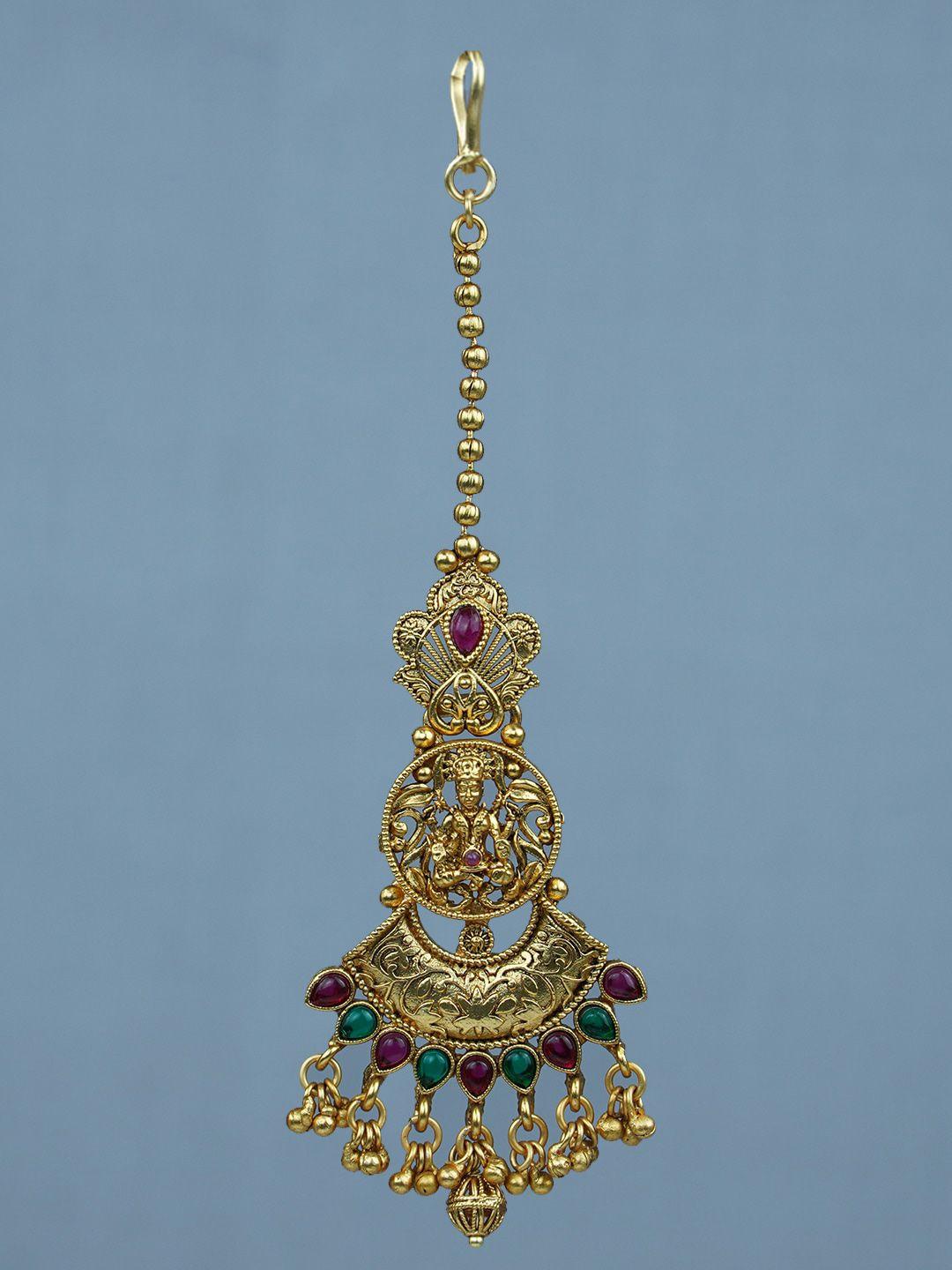 diksha collection beads studded temple maang tikka