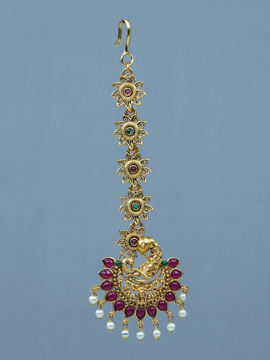 diksha collection beads studded temple maang tikka