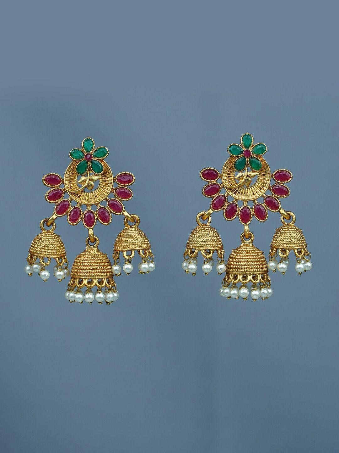 diksha collection gold-plated floral jhumkas