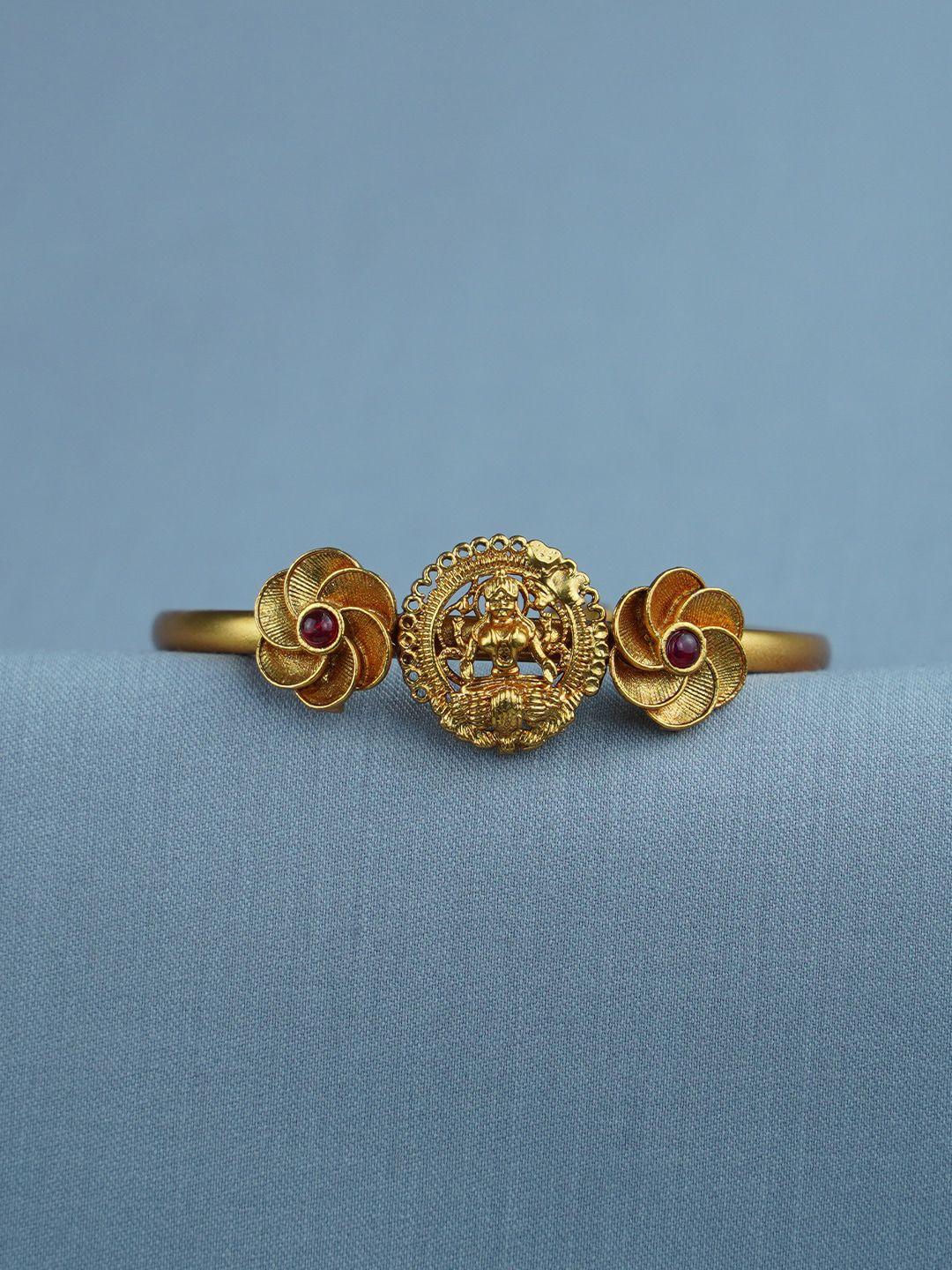 diksha collection gold-plated matte finish kada bracelet