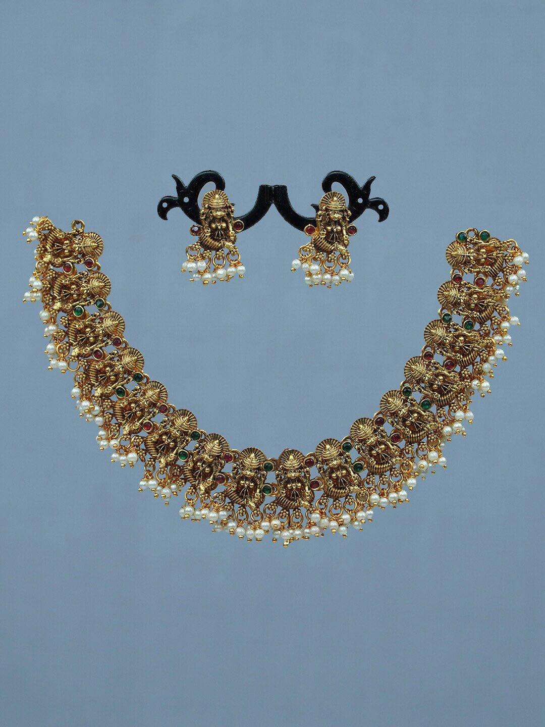 diksha collection gold-plated stone studded jewellery set