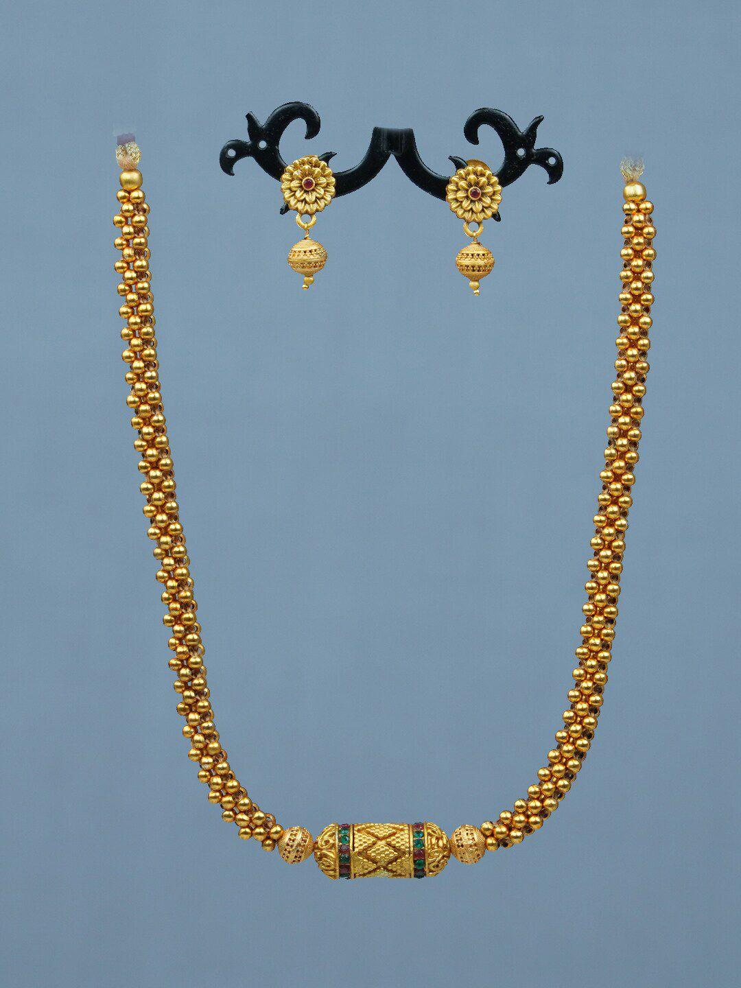 diksha collection gold-plated stone-studded jewellery set