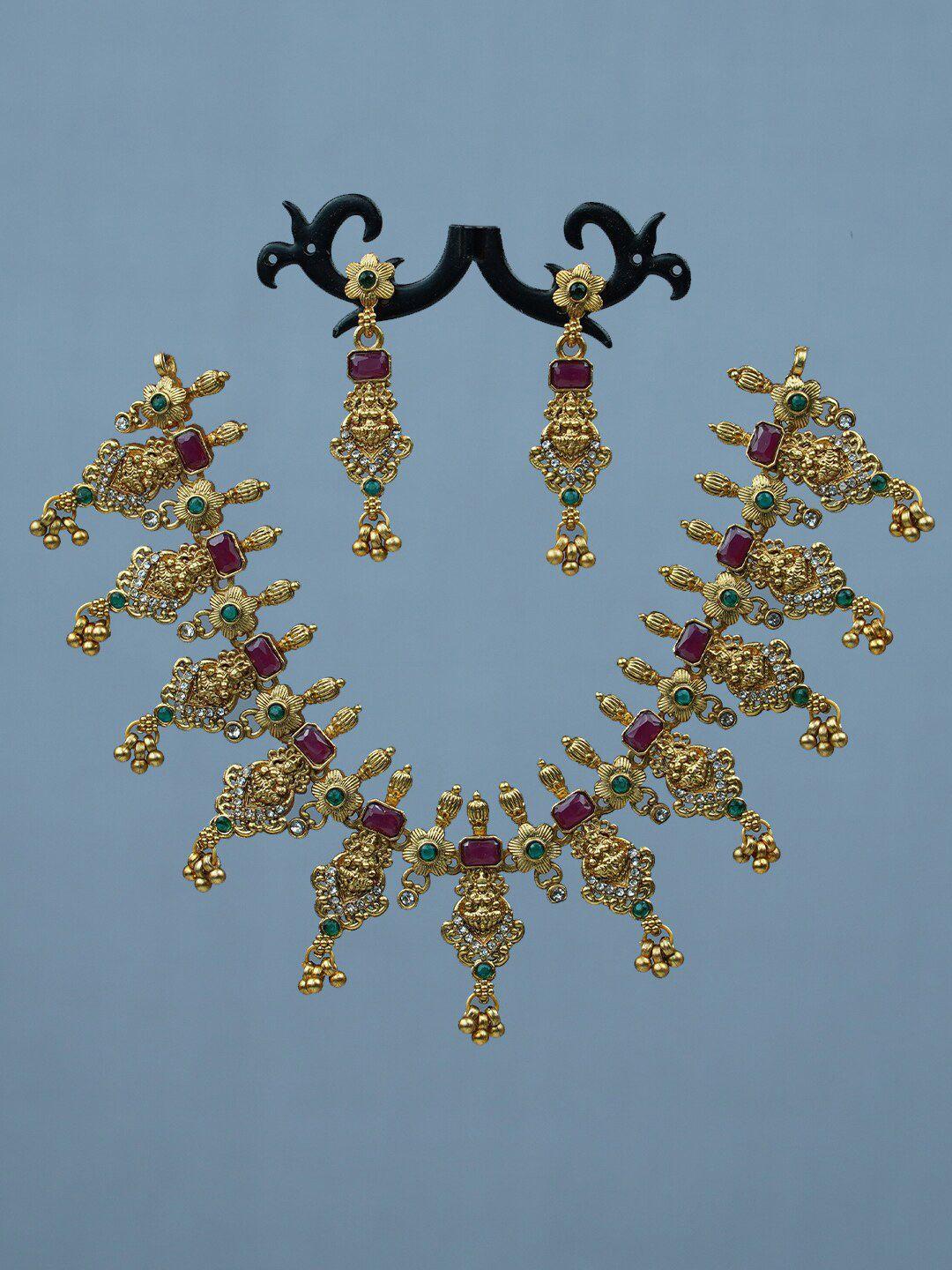 diksha collection gold-plated stone-studded jewelleryset