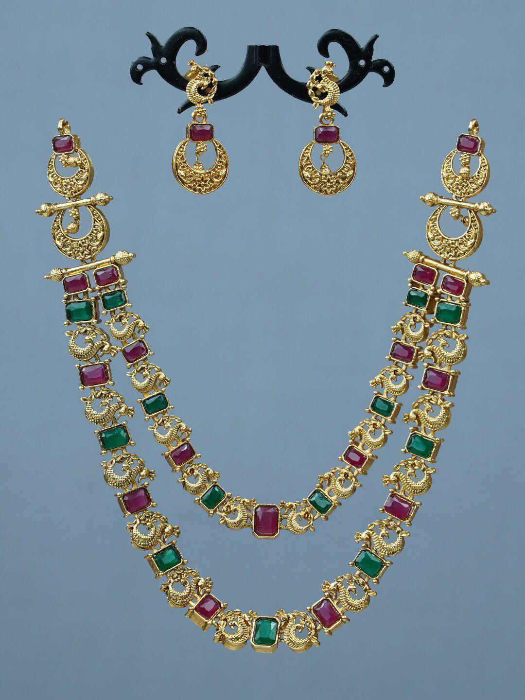 diksha collection gold-plated stone-studded jewelleryset