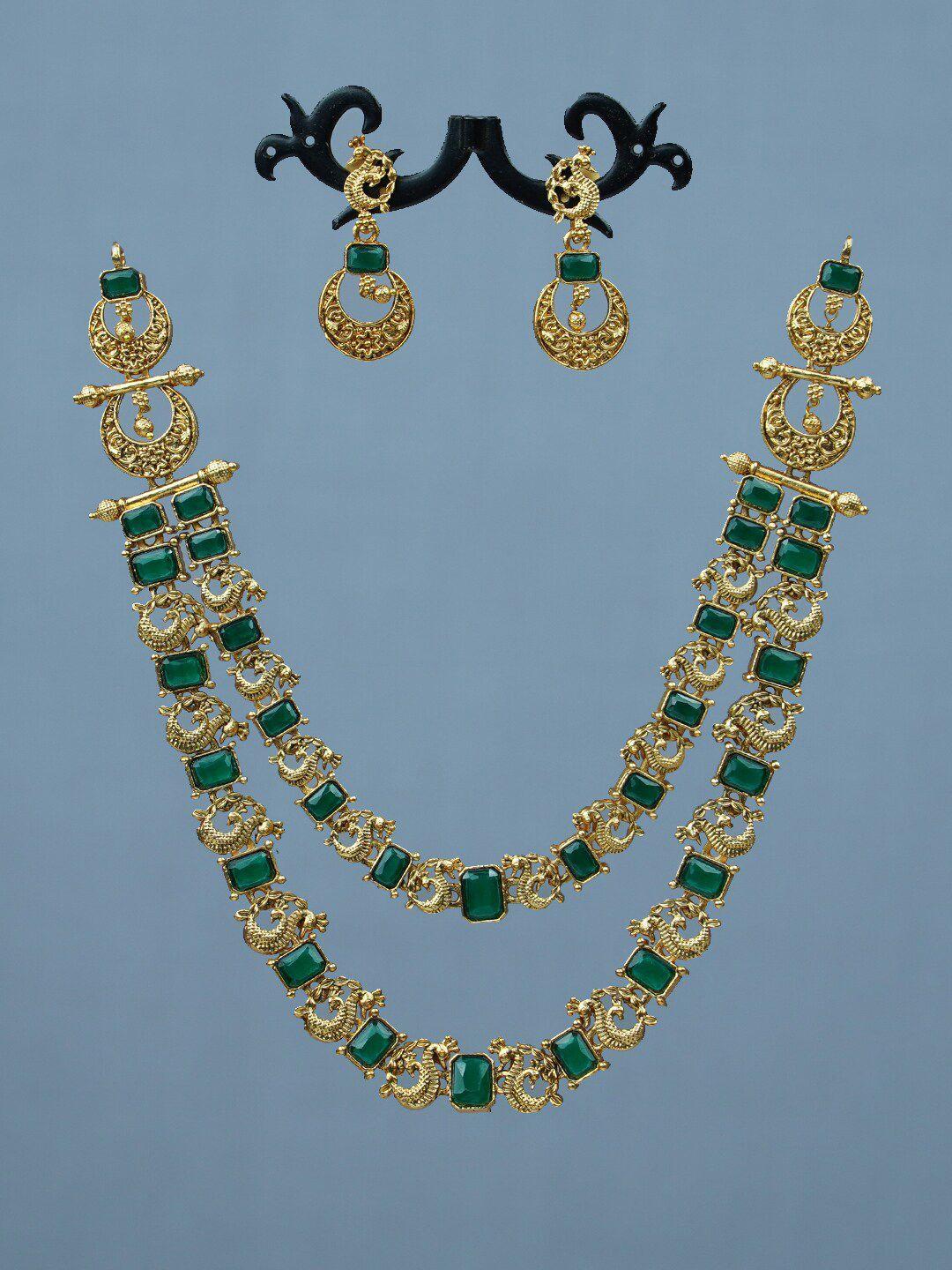 diksha collection gold-plated stone-studded jewelleryset