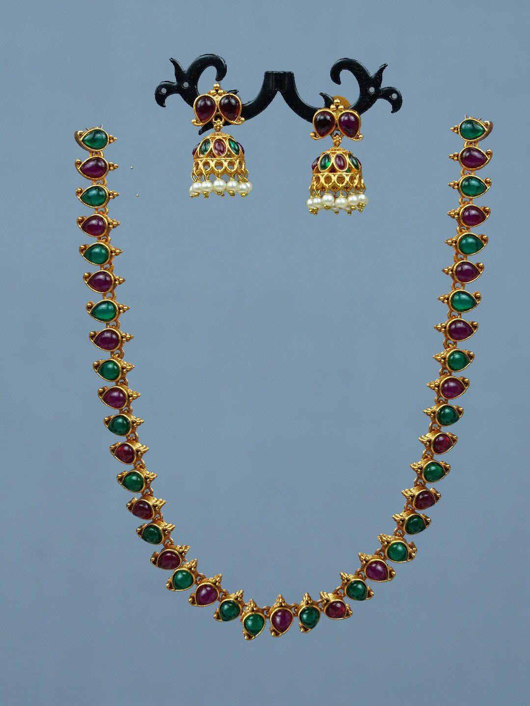 diksha collection gold-plated stone-studded jewelleryset