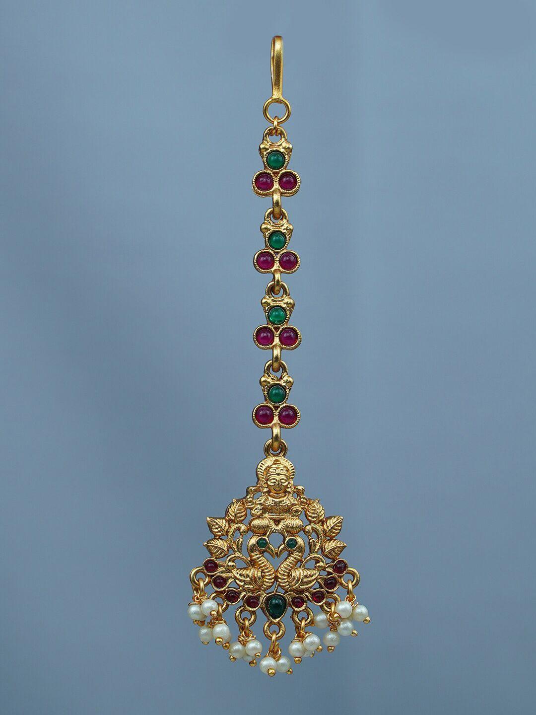 diksha collection gold-plated stone studded maang tikka