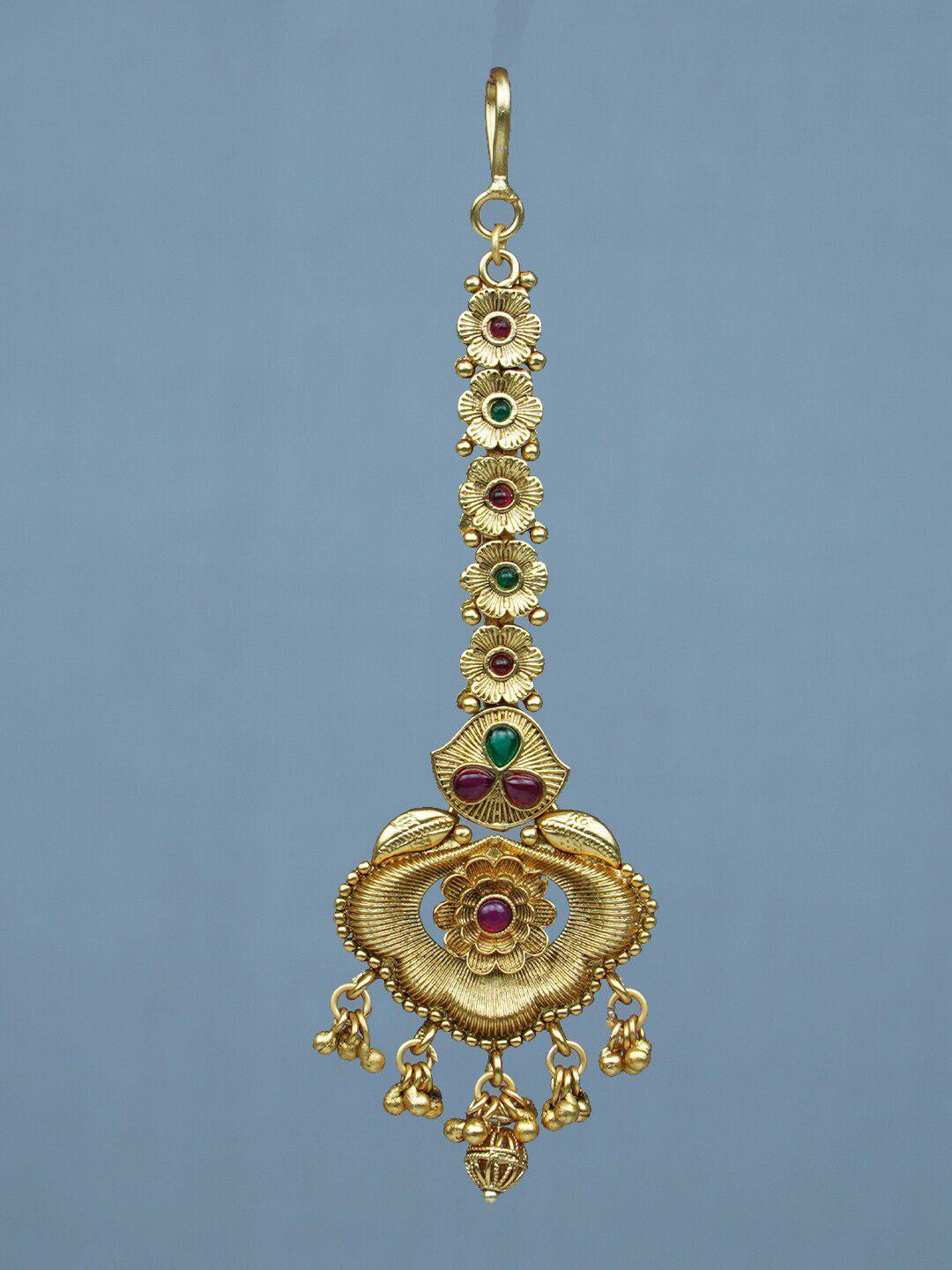 diksha collection gold-plated studded maang tika