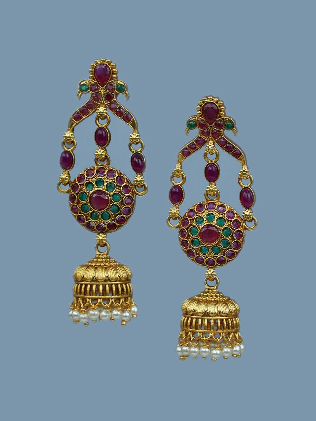 diksha collection gold-toned jhumka earrings