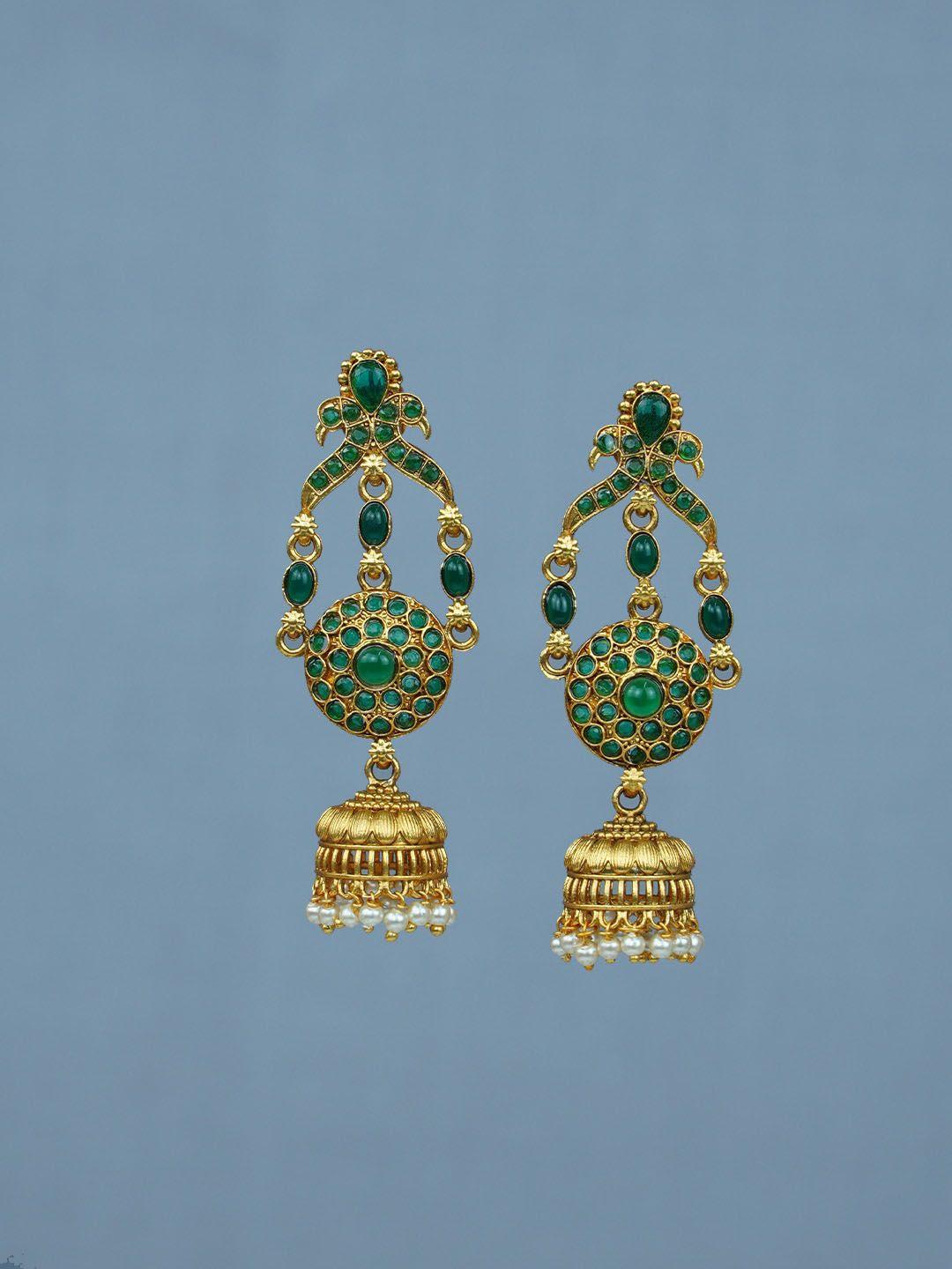 diksha collection gold-toned jhumka earrings