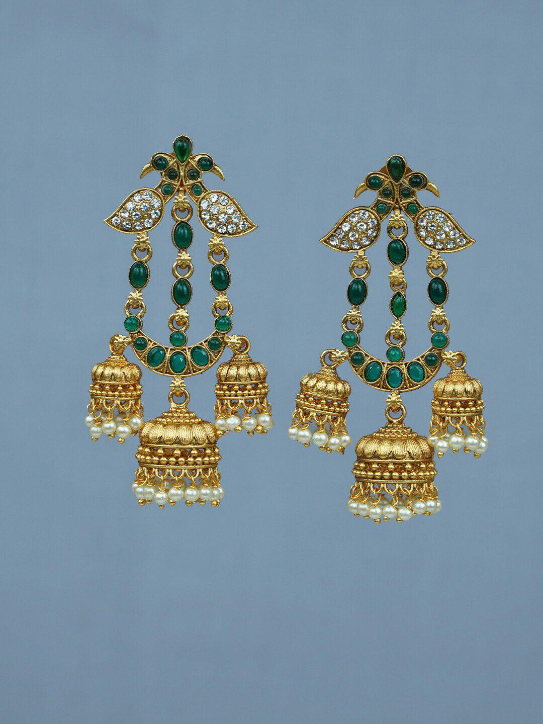 diksha collection gold-toned jhumkas earrings
