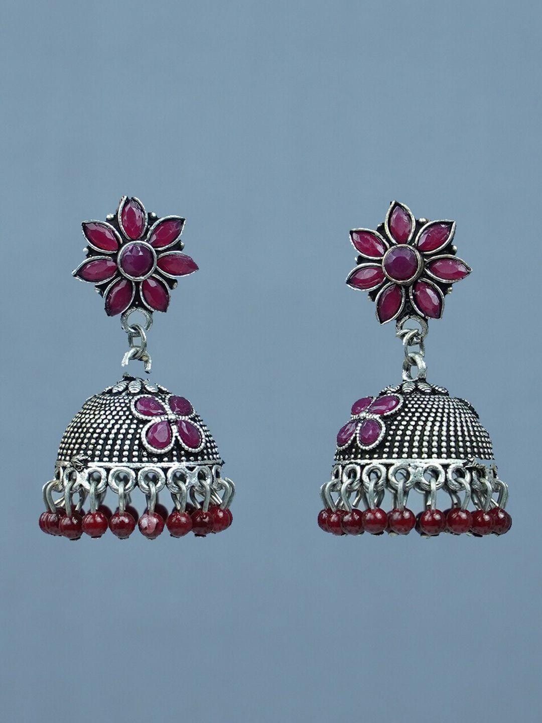 diksha collection silver circular jhumkas earrings