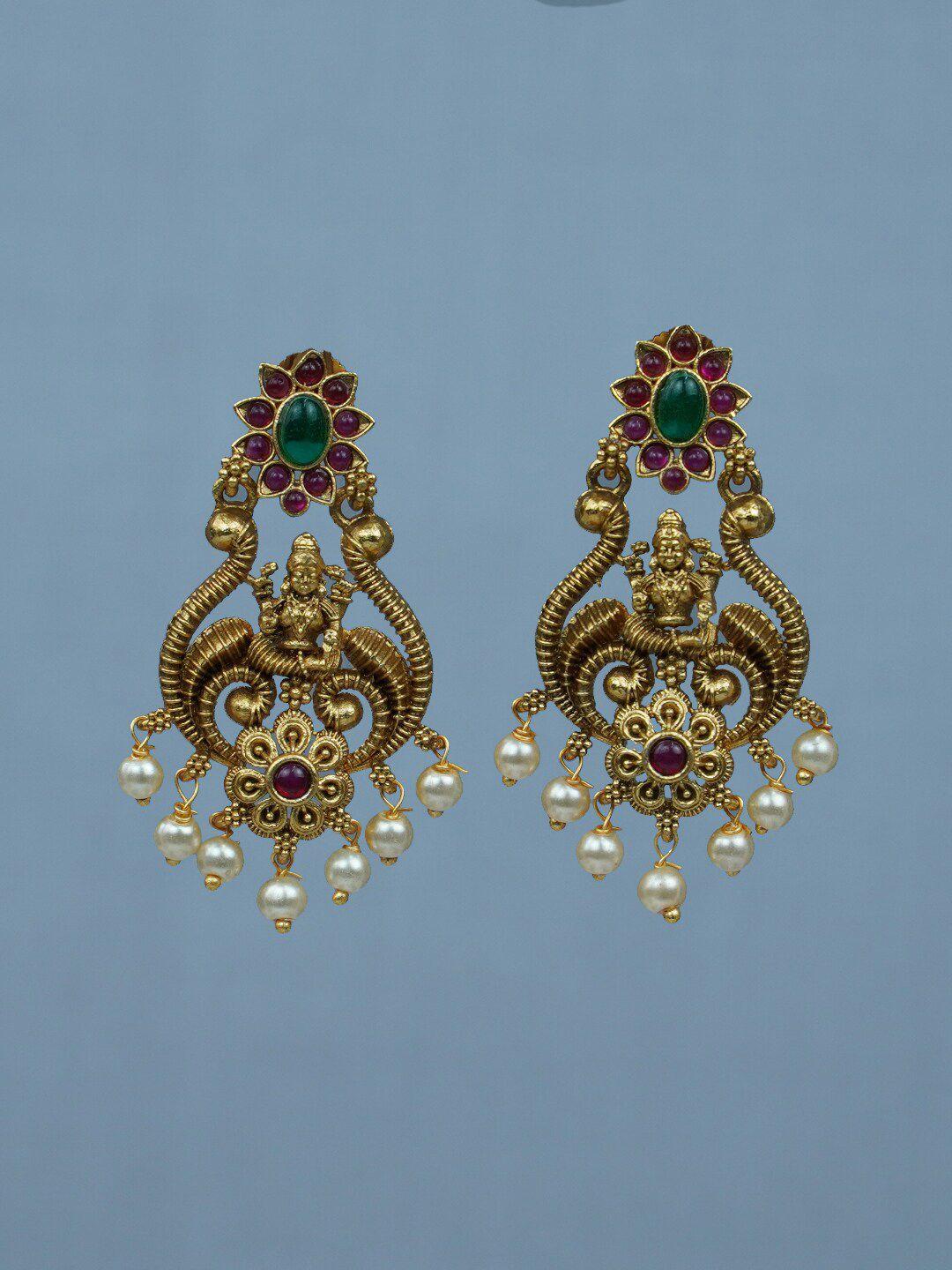 diksha collection stone studded & beaded classic drop earrings