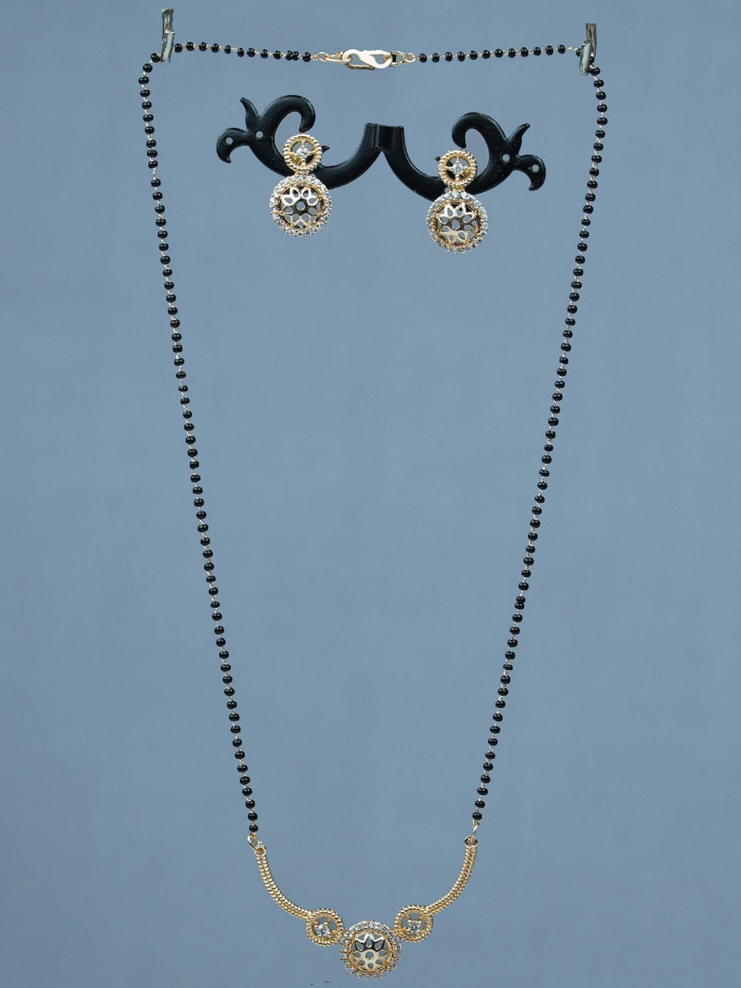 diksha collection stone studded beaded mangalsutra with earrings