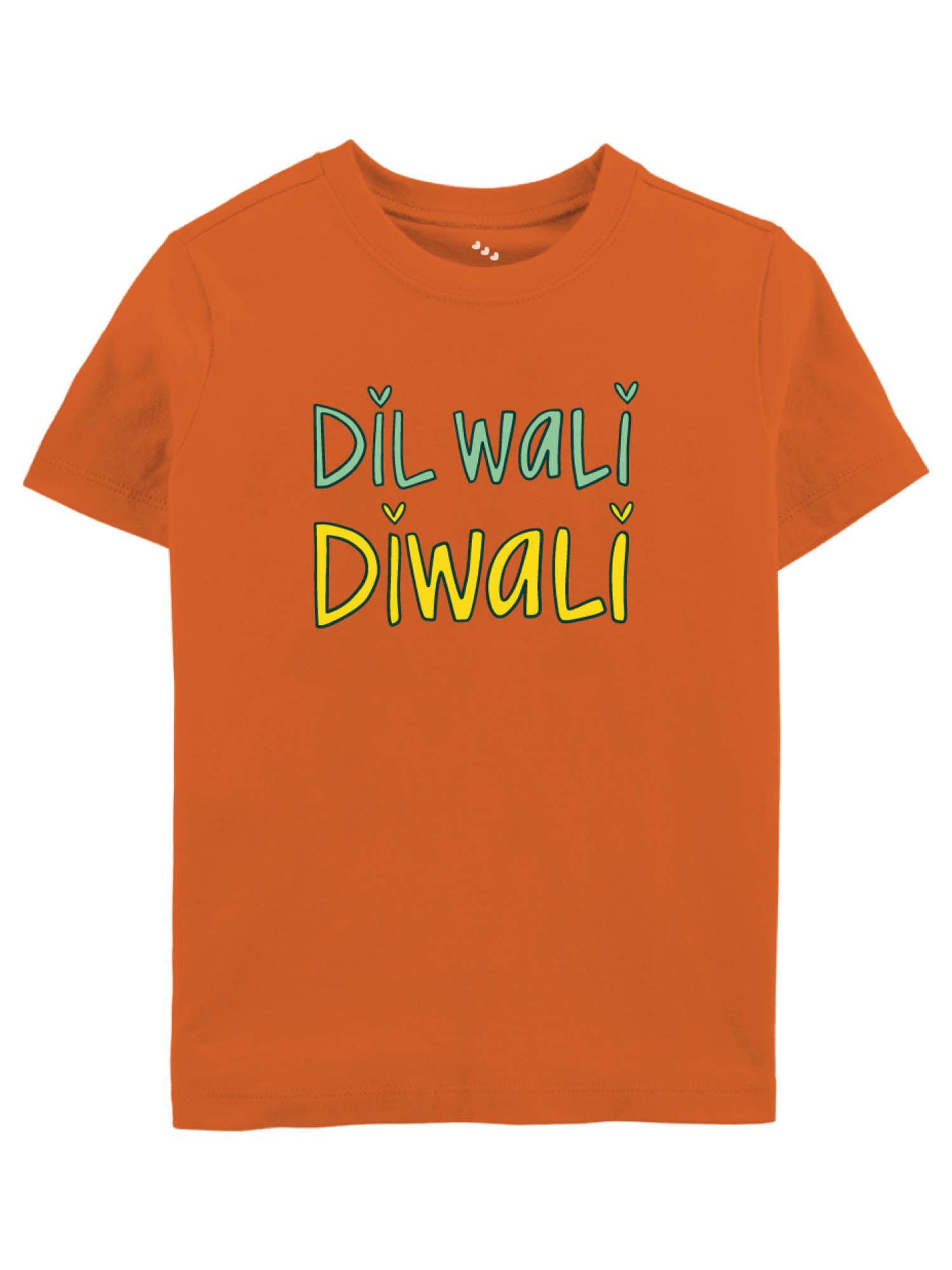 dil wali diwali printed t-shirt - orange