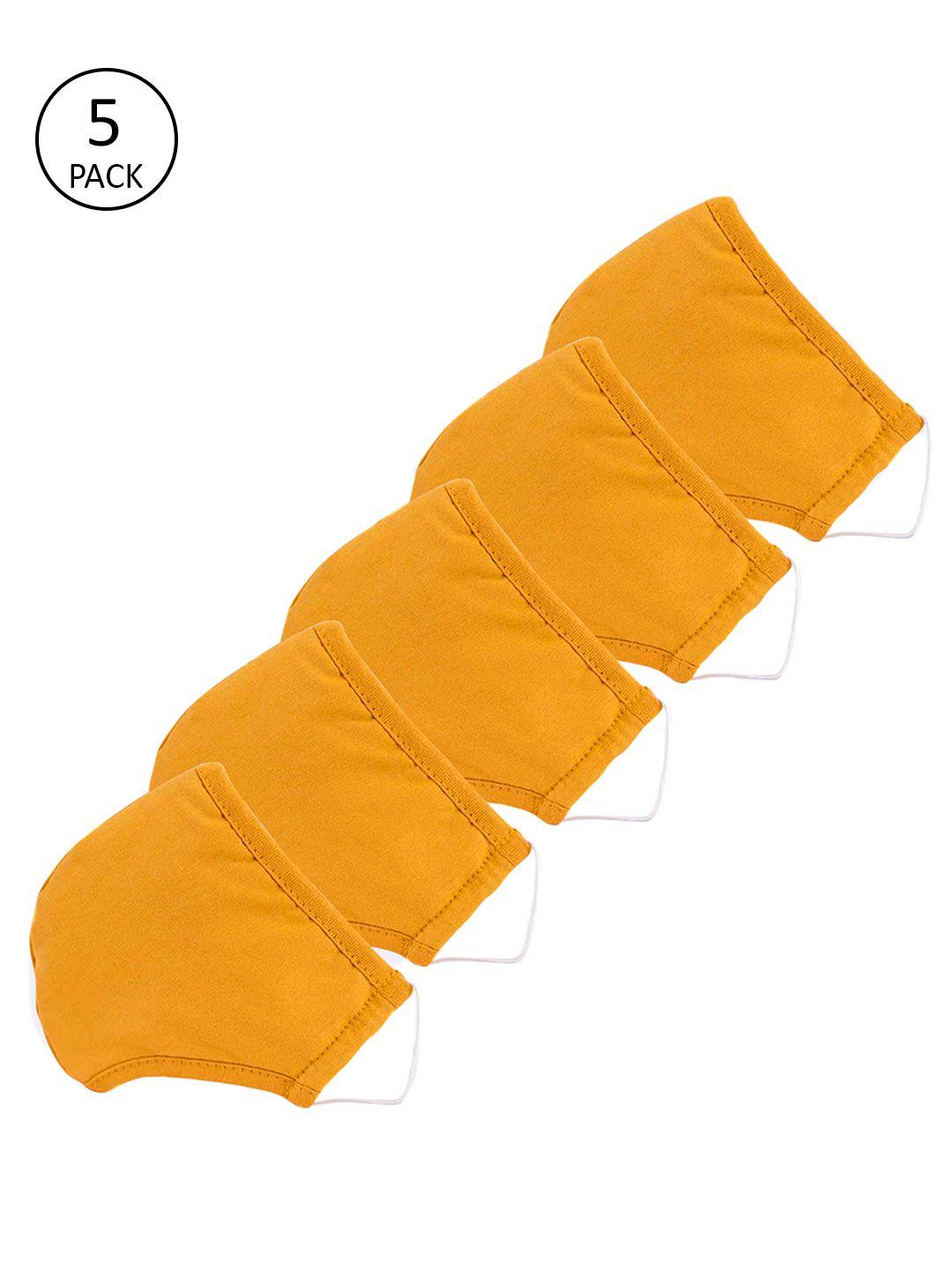 dillinger adults mustard yellow pack of 5 reusable 3-layer outdoor masks