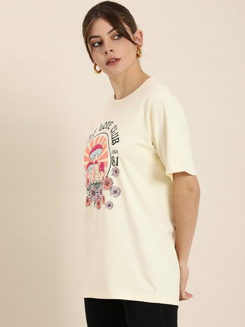 dillinger cream cotton graphic print t-shirt
