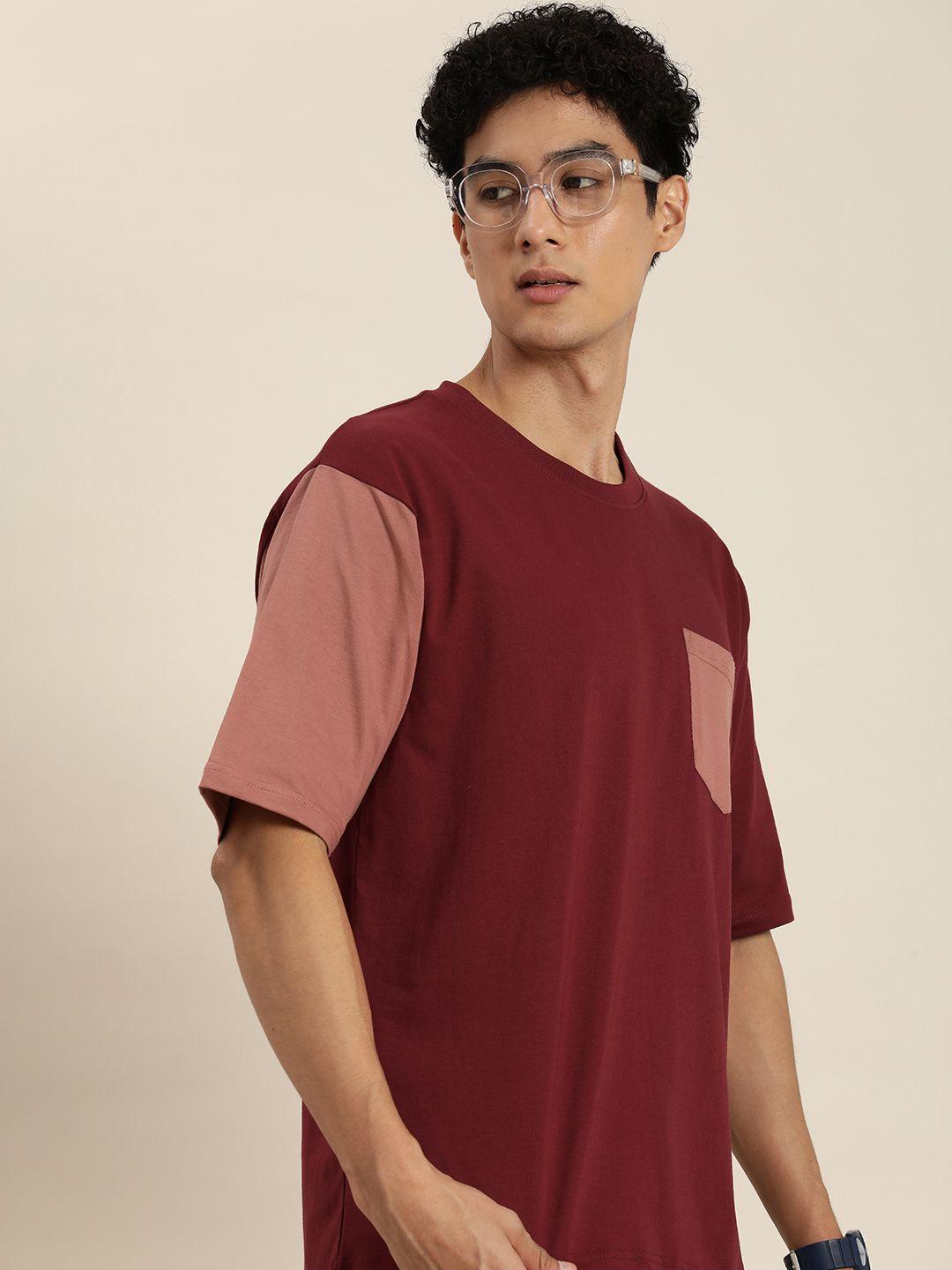 dillinger men colourblocked oversized pure cotton t-shirt