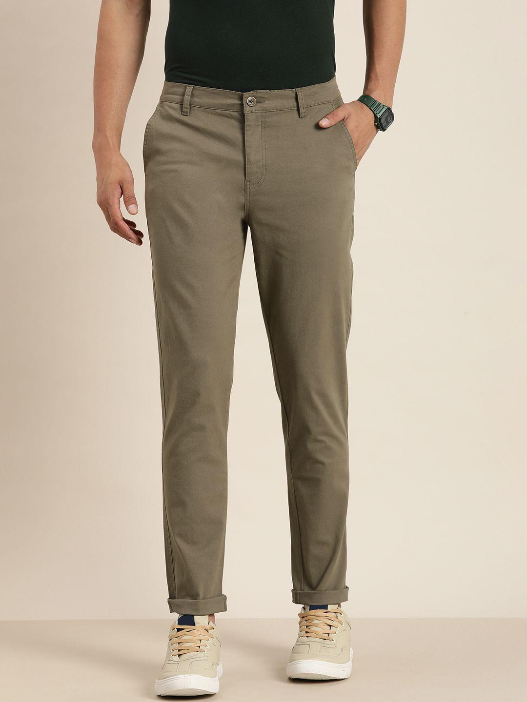 dillinger men solid regular-fit chinos trousers