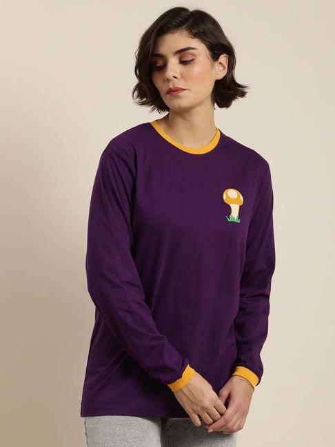 dillinger purple cotton printed oversize t-shirt