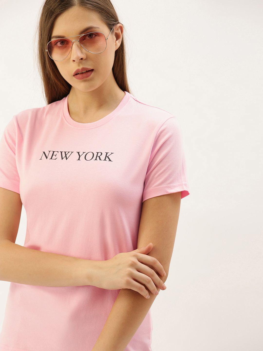 dillinger-women-pink-printed-round-neck-regular-fit-pure-cotton-t-shirt