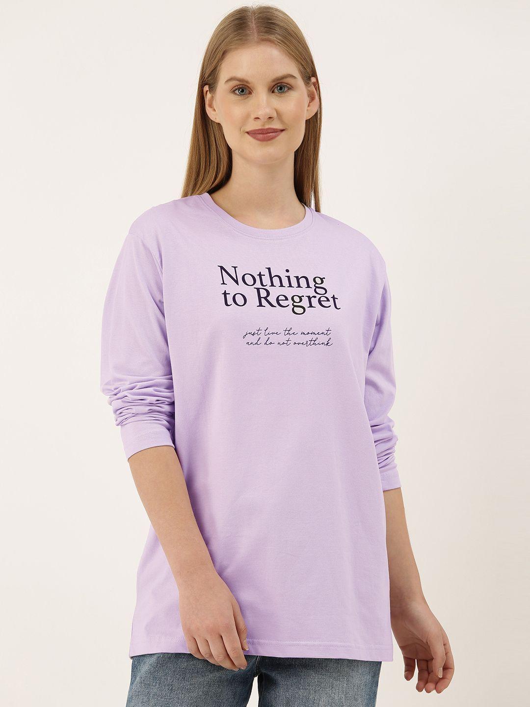 dillinger women purple printed round neck oversized pure cotton t-shirt