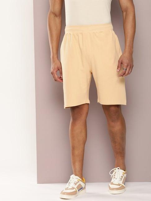 dillinger beige regular fit striped shorts