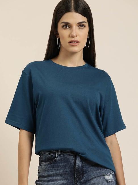 dillinger blue cotton oversize t-shirt