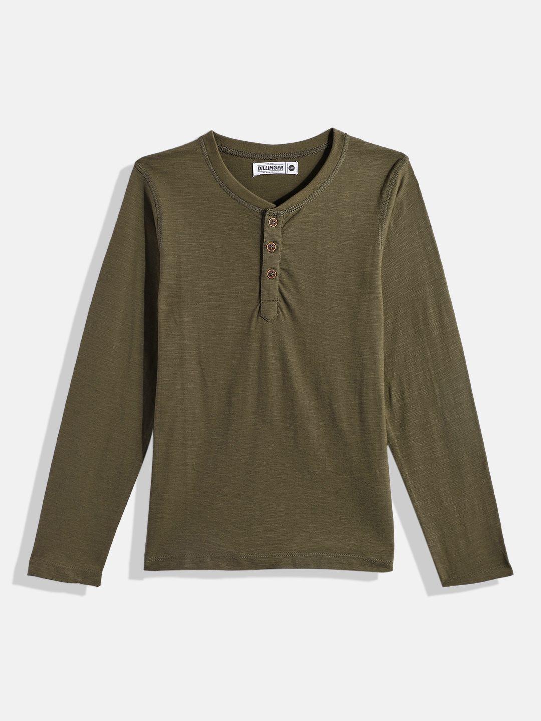 dillinger boys olive green henley neck cotton t-shirt