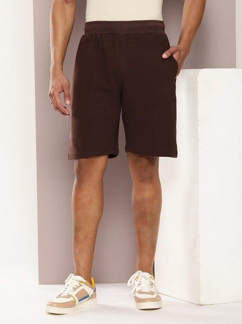 dillinger brown regular fit striped shorts