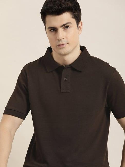 dillinger chocolate brown loose fit cotton polo t-shirt