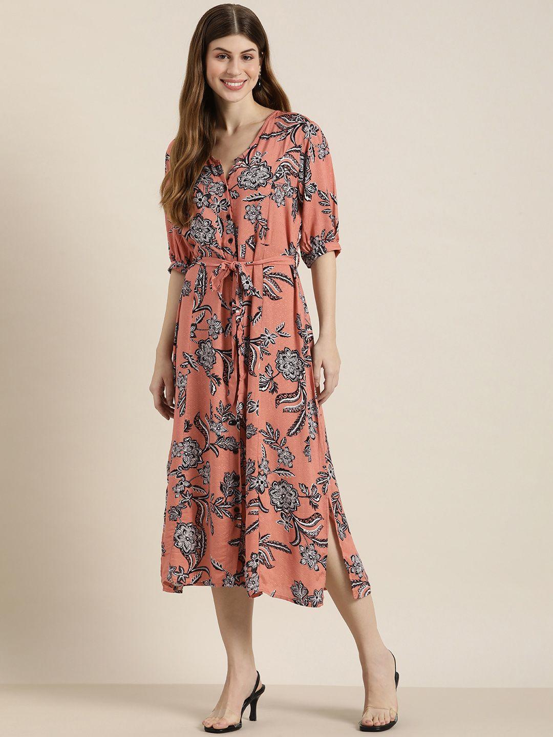 dillinger floral print a-line midi dress